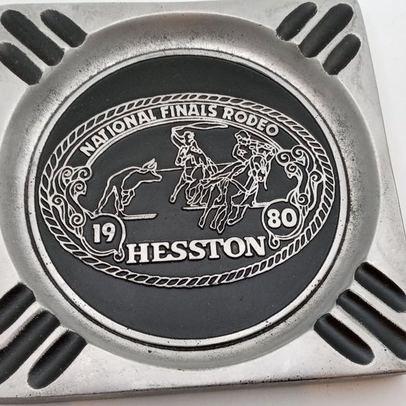 1980 NFR Rodeo Ashtray Cowboy Hesston RARE National Finals Team Ropers Roping - Picture 8 of 8
